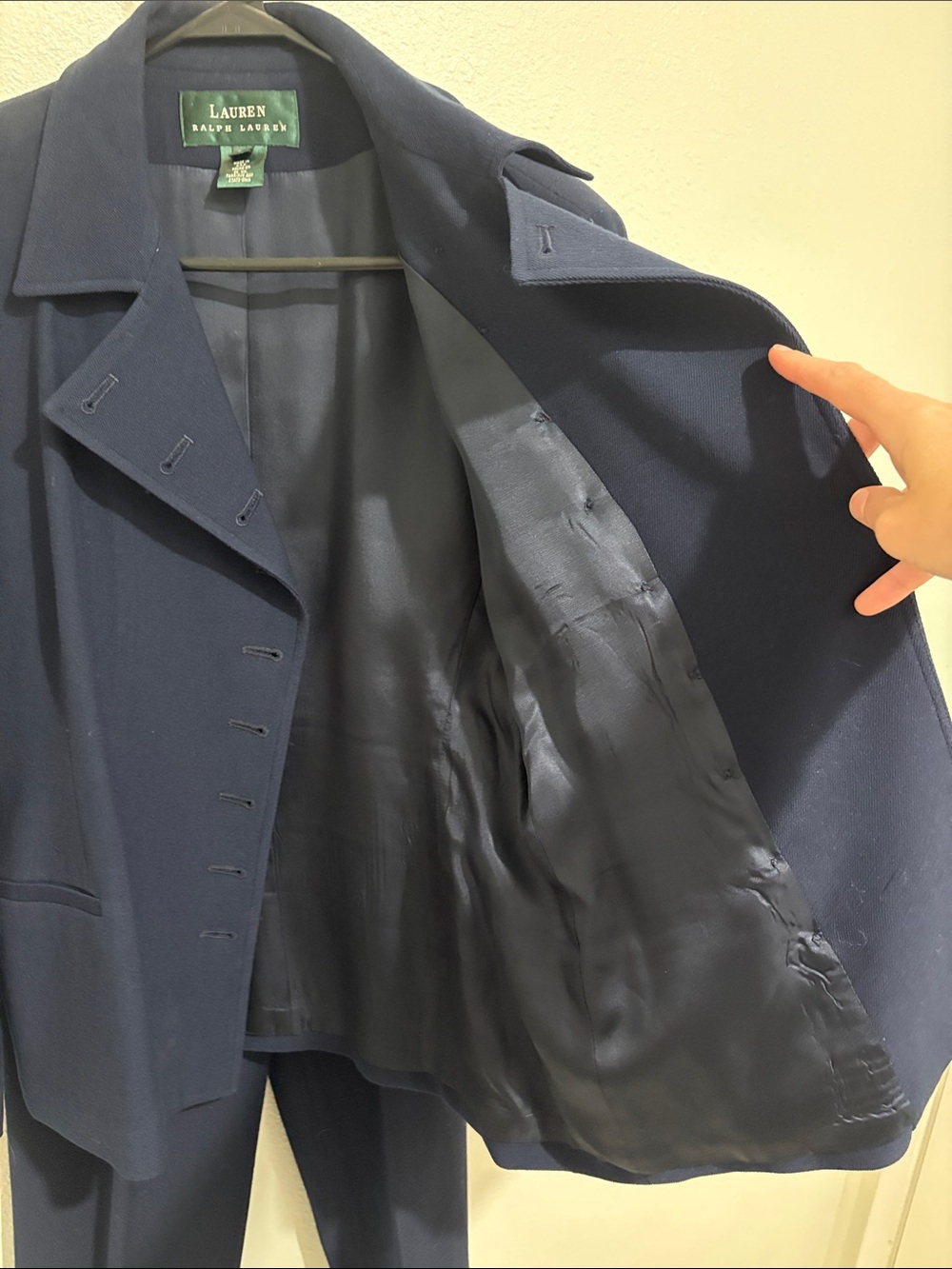 Lauren Ralph Lauren Navy Asymmetric Gold-Button Blazer - Picture 6 of 11